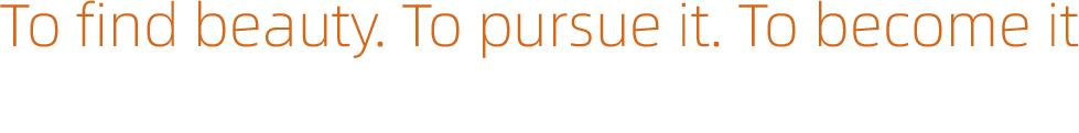To find beauty. To pursue it. To become it