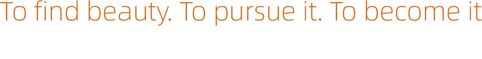 To find beauty. To pursue it. To become it
